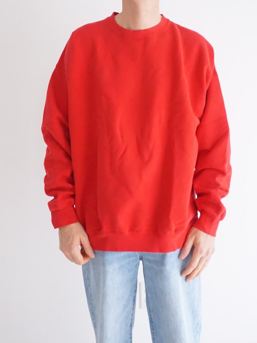 Vintage M Sport Red Blank Athletic Sweatshirt Casual Streetwear Cotton Blend XXL